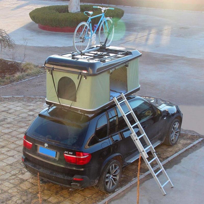Aventura al aire libre con la familia 65KG Techo del coche Montaje de aerodinámicos de apoyo Camping Hard Shell