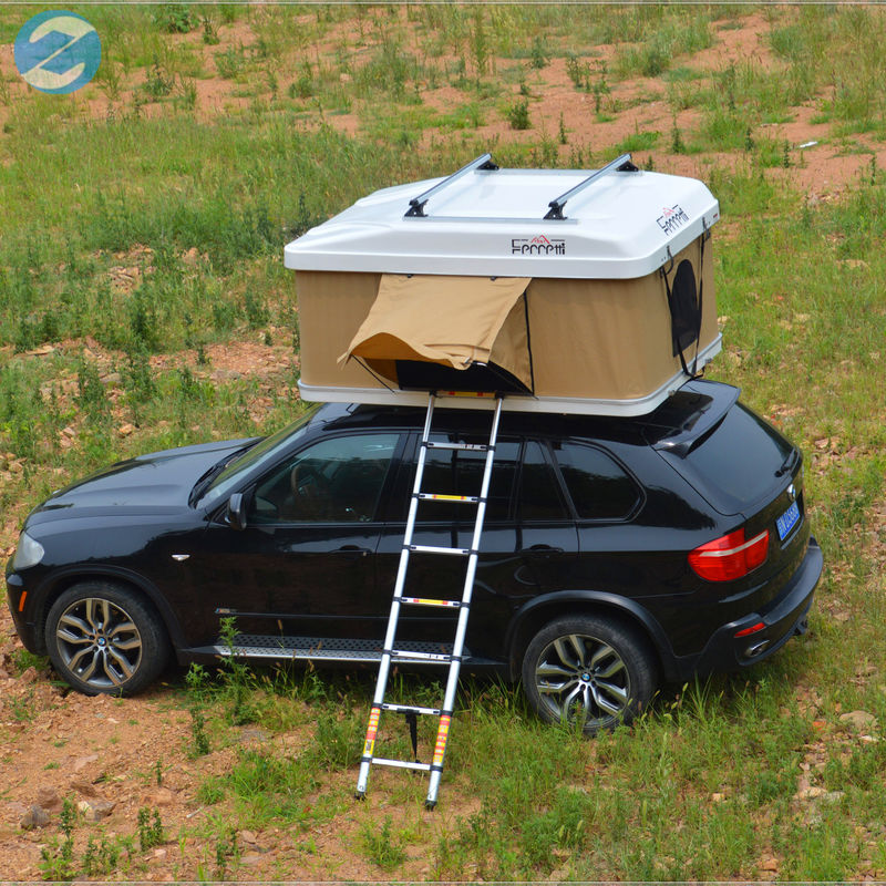 130x216x100cm Off Road Car Roof Top Tent con habitación de anexo beige y diseño de cáscara dura